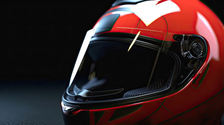 Racer helmet on asphalt, karting sport concept. Generative Aiの素材
