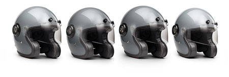 Set of new grey vintage helmet isolated on white background. Generative Aiの素材
