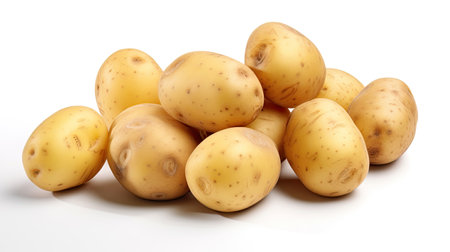 Potato group and half potatoes isolated on white background. Generative Aiの素材