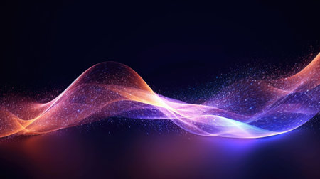 Abstract futuristic wave with dynamic particles for background. Generative Aiの素材