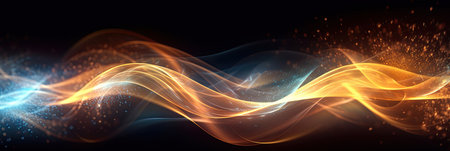 Abstract futuristic wave with dynamic particles for background. Generative Aiの素材