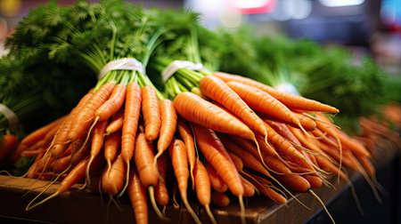 Beautiful carrots in the supermarket. Generative Aiの素材