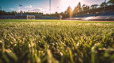 Artificial turf in the soccer stadium. Generative Aiの素材