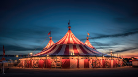 Circus tent, carnival tent at the amusement park. Generative Aiの素材