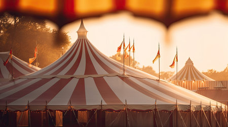 Circus tent, carnival tent at the amusement park. Generative Aiの素材