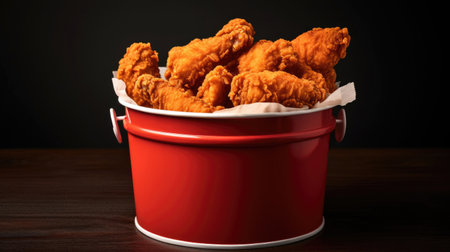 Bucket full of crispy kentucky fried chicken. Generative Aiの素材