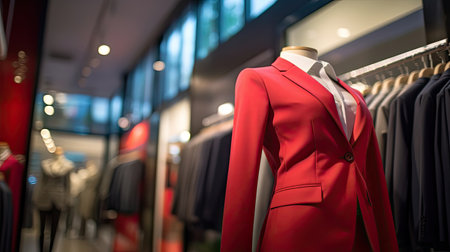 Business women's suit in store.の素材