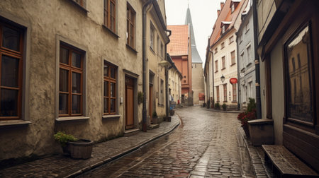 Estonia saiakang street in tallinn's old town.の素材