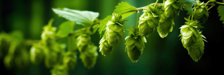 Hop plant, bokeh green backgroundの素材