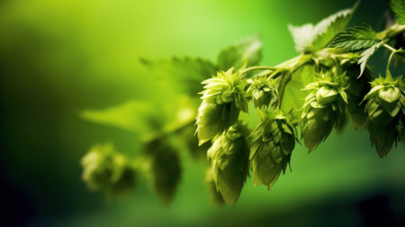 Hop plant, bokeh green backgroundの素材
