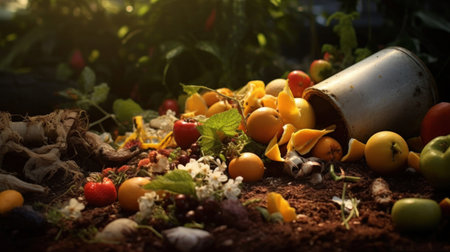 Food waste, Pile of composting organic waste.の素材
