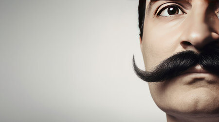 Close up of Black moustache on white background.の素材