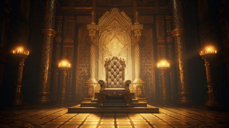 The throne room with golden chair.の素材