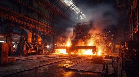 Iron and steel making factory, Steel industry.の素材