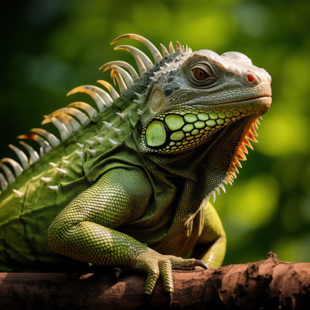 A big green iguana lizard in nature.の素材