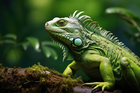 A big green iguana lizard in nature.の素材