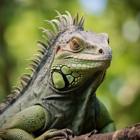 A big green iguana lizard in nature.の素材