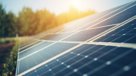 Clean energy for sustainable power, Solar panel.の素材