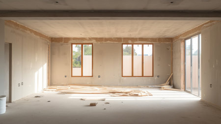 Empty of under construction room in house, interior decoration ideas.の素材