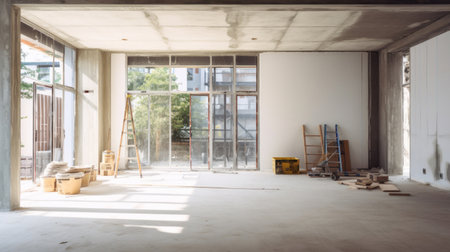 Empty of under construction room in house, interior decoration ideas.の素材