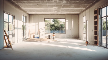 Empty of under construction room in house, interior decoration ideas.の素材