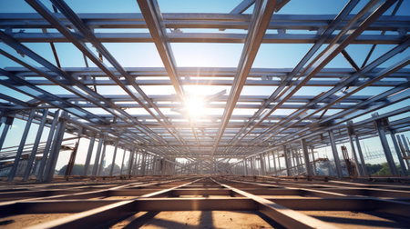 Structure of steel for building under construction.の素材