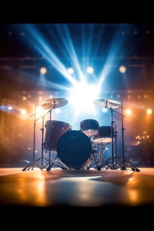 Entertainment Music Light and Sound, Concert Festival Music, Event Management Performance. Concert on stage show background.の素材