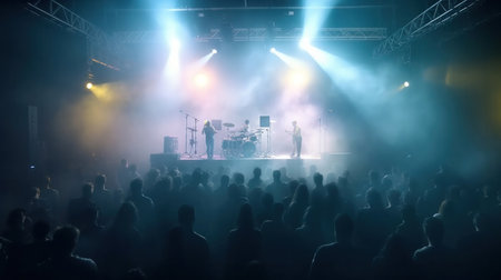 Entertainment Music Light and Sound, Concert Festival Music, Event Management Performance. Concert on stage show background.の素材