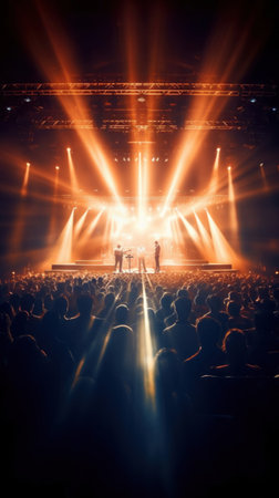 Entertainment Music Light and Sound, Concert Festival Music, Event Management Performance. Concert on stage show background.の素材