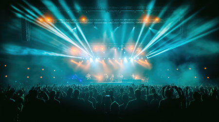 Entertainment Music Light and Sound, Concert Festival Music, Event Management Performance. Concert on stage show background.の素材