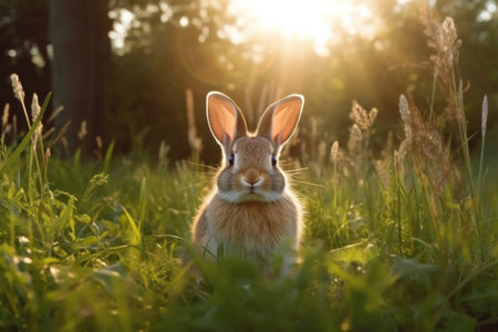 A rabbit on the meadow.の素材