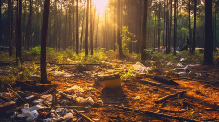 Garbage in beautiful forest. destroyed natureの素材