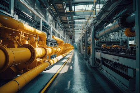 Inside of Production line of plastic industry.の素材