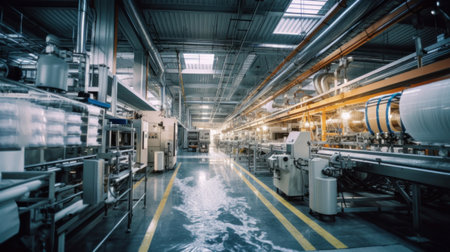 Inside of Production line of plastic industry.の素材