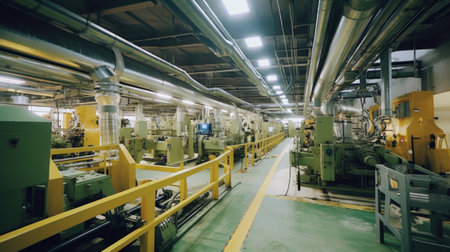 Inside of Production line of plastic industry.の素材
