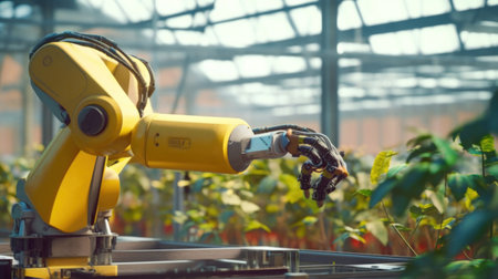 Automatic robot mechanical arm harvesting vegetables, Smart farm.の素材