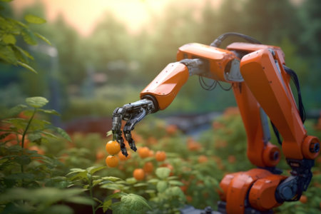 Automatic robot mechanical arm harvesting vegetables, Smart farm.の素材