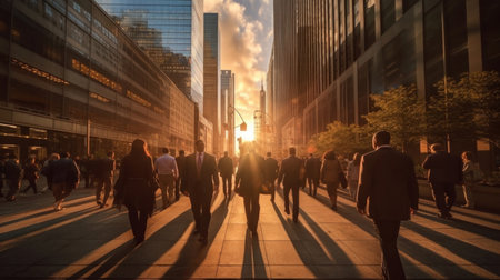 Employees walking to work in the city.の素材
