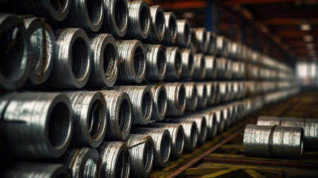 Steel, Steel in industrial warehouse.の素材