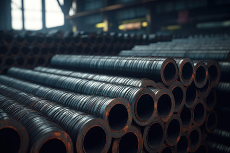 Steel, Steel in industrial warehouse.の素材