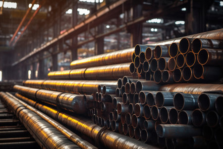 Steel, Steel in industrial warehouse.の素材