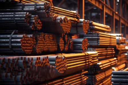 Steel, Steel in industrial warehouse.の素材