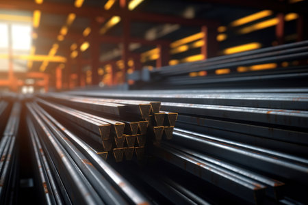 Steel, Steel in industrial warehouse.の素材