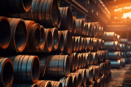 Steel, Steel in industrial warehouse.の素材