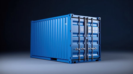 A container blue color on white background.の素材