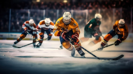 Action of ice hockey sport players, Movement, Sport competition concept.の素材