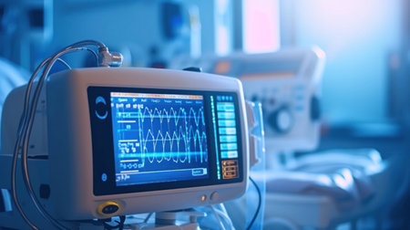 interior of medical devices in modern operating room, The Vital signs monitor in operating room.の素材