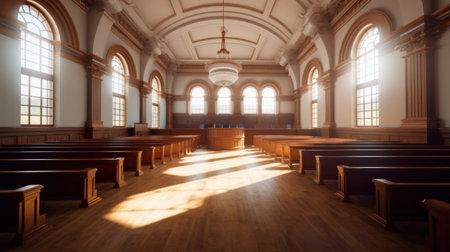 Interior of Empty courtroom or courtroom.の素材