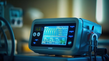 interior of medical devices in modern operating room, The Vital signs monitor in operating room.の素材