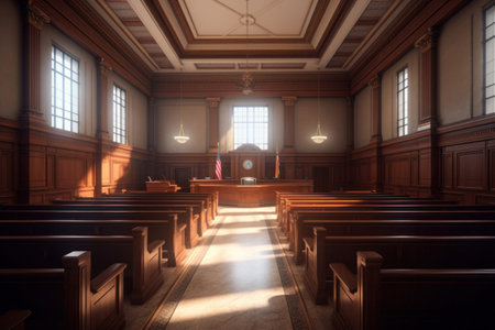 Interior of Empty courtroom or courtroom.の素材